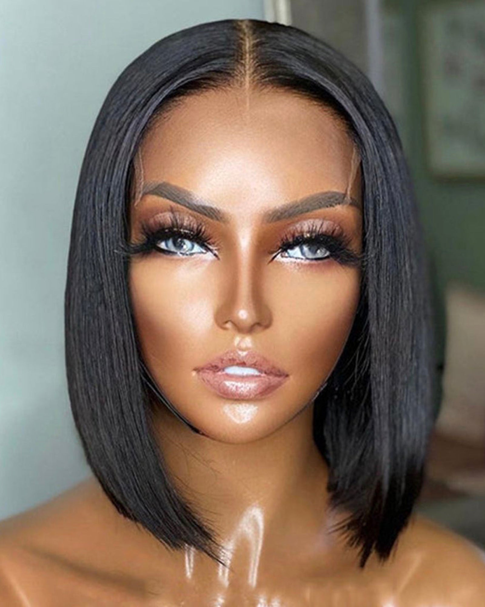 Jane natural black blunt bob wig